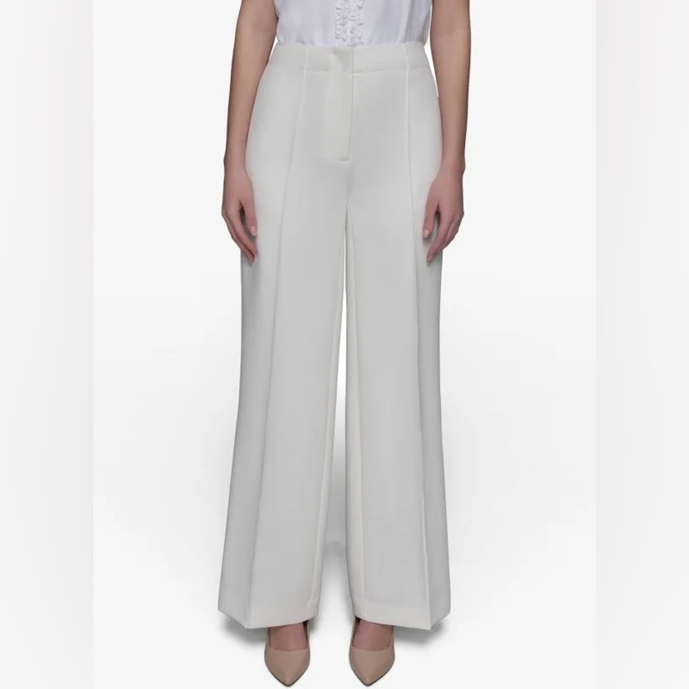 KARL LAGERFELD PARIS Women's Pleated-Leg Pants soft white sz4 NWT